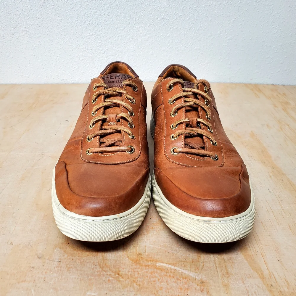 Sperry Top-Sider Tan Leather Boat Sneaker Shoes Size 11.5 M - Picture 2 of 8